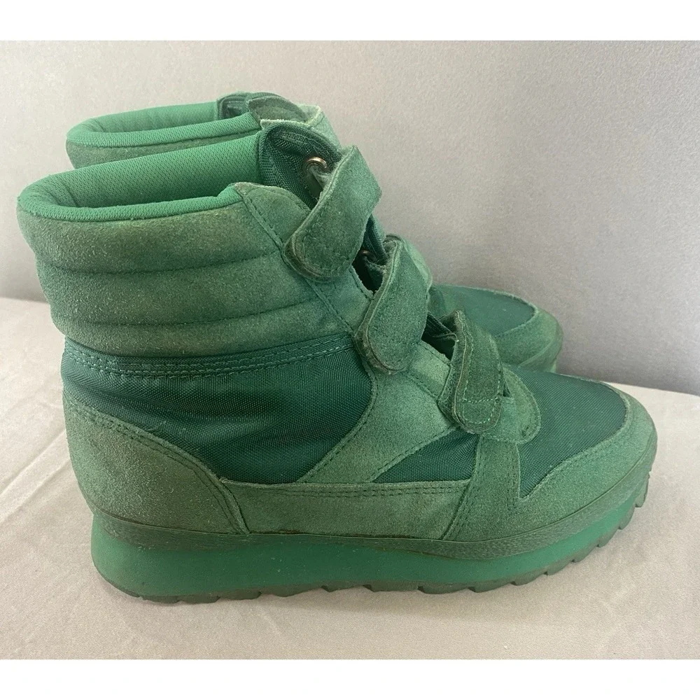 One Sport  Women Size 9 Ankle Boots Retro Green Suede Hook&Loop‎ Insulated EUC